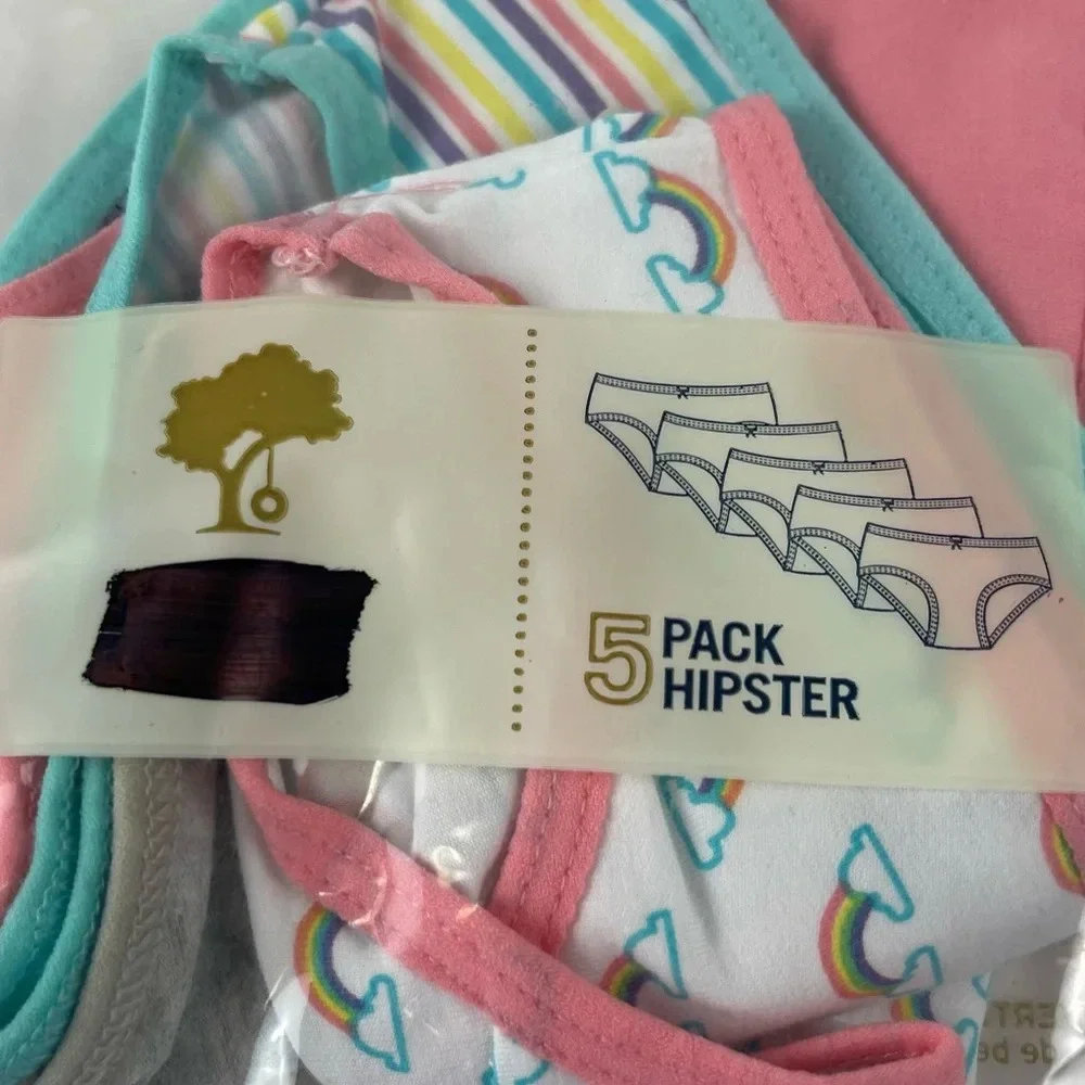 Tucker + Tate 5 Pack Hipster Underwear Girls Size 2 / 3 Rainbow Unicorn NEW